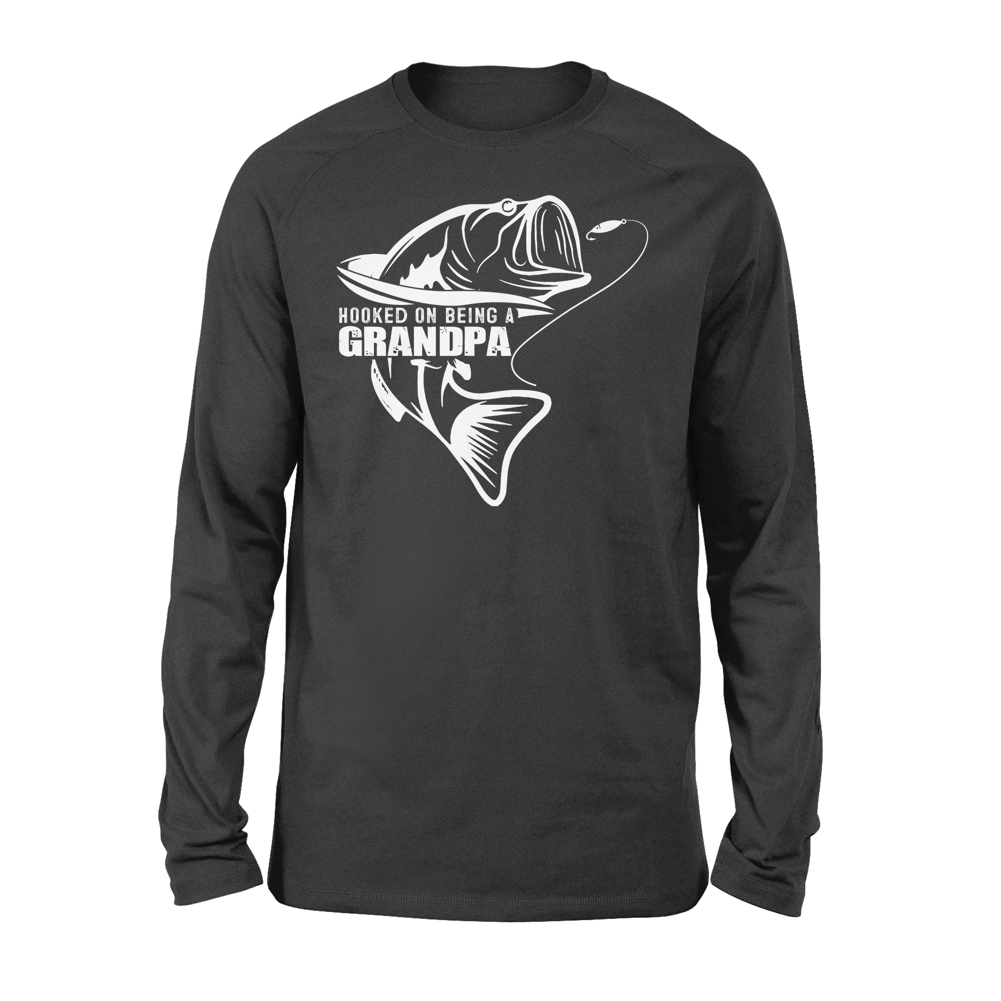 Grandpa Fishing Shirt, Hooked On Being A Grandpa, Funny Fishing Gift for Grandpa, Fathers Day Fishing Gift D02 NQS1335 - Standard Long Sleeve 4XL /
