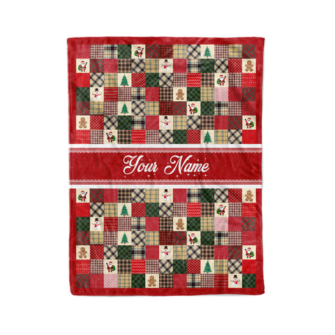 Christmas pattern Customized name Fleece Blanket, Merry Christmas blanket D03 TTN05