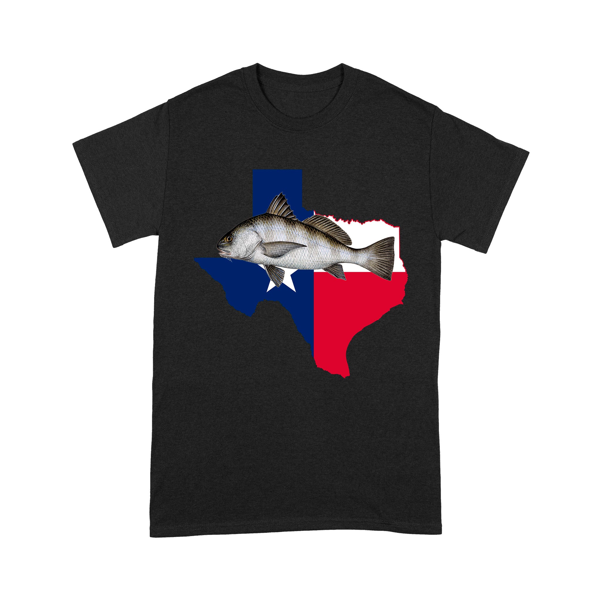 Texas flag black drum fishing - Standard T-shirt