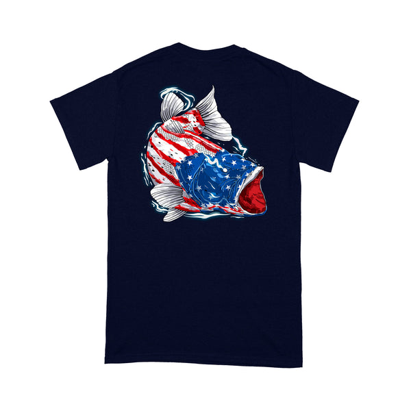 American flag angry bass fishing shirts gift for fisherman