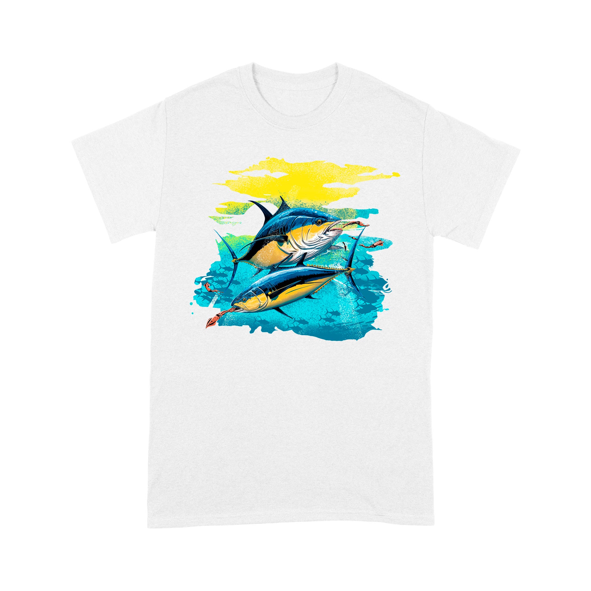 Yellowfin Tuna Saltwater Fishing T Shirts, Tuna Fishing Charter Fishing Team Shirt IPHW3877, White / 4XL