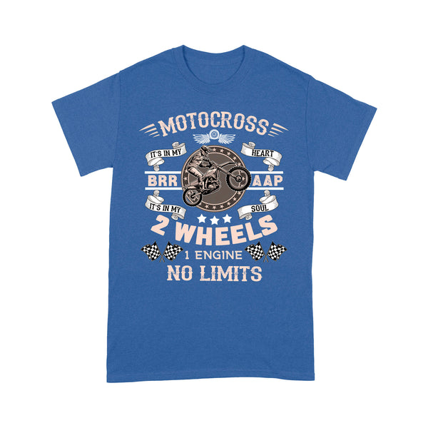 Motocross Men T-shirt - 2 Wheels 1 Engine No Limits, Cool Dirt Bike Tee, Off-road Dirt Racing Shirt for Biker| NMS192 A01