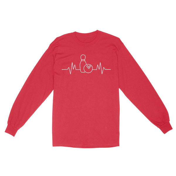 Bowling heartbeat Shirt, Bowling Addict long sleeve shirt, gift for bowlers NQS4619