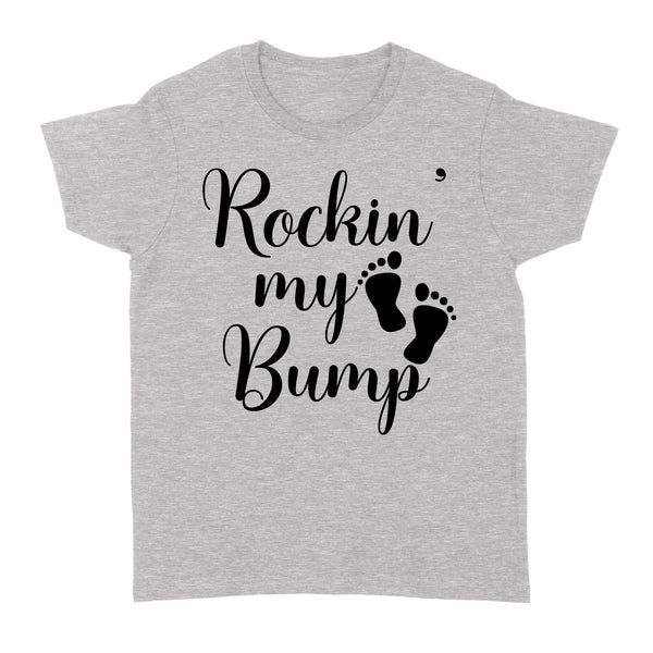 Rockin My Bump| Cute Pregnant Mom Shirt, Baby Bump, New Mom, Mom to Be, Expecting Mother Shirt| NTS50 Myfihu