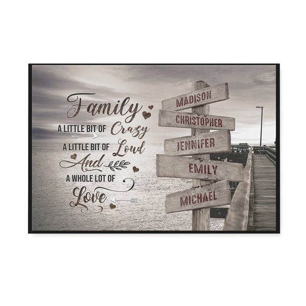 Personalized Street Sign Multi Name Canvas, A Whole Lot Of Love canvas prints with family member name, Family Gift, personalized canvas wall art for your family D05 NQS1253