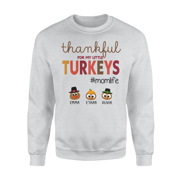 Custom name thankful for my little Turkeys personalized gif for mom - Standard Crew Neck Sweatshirt