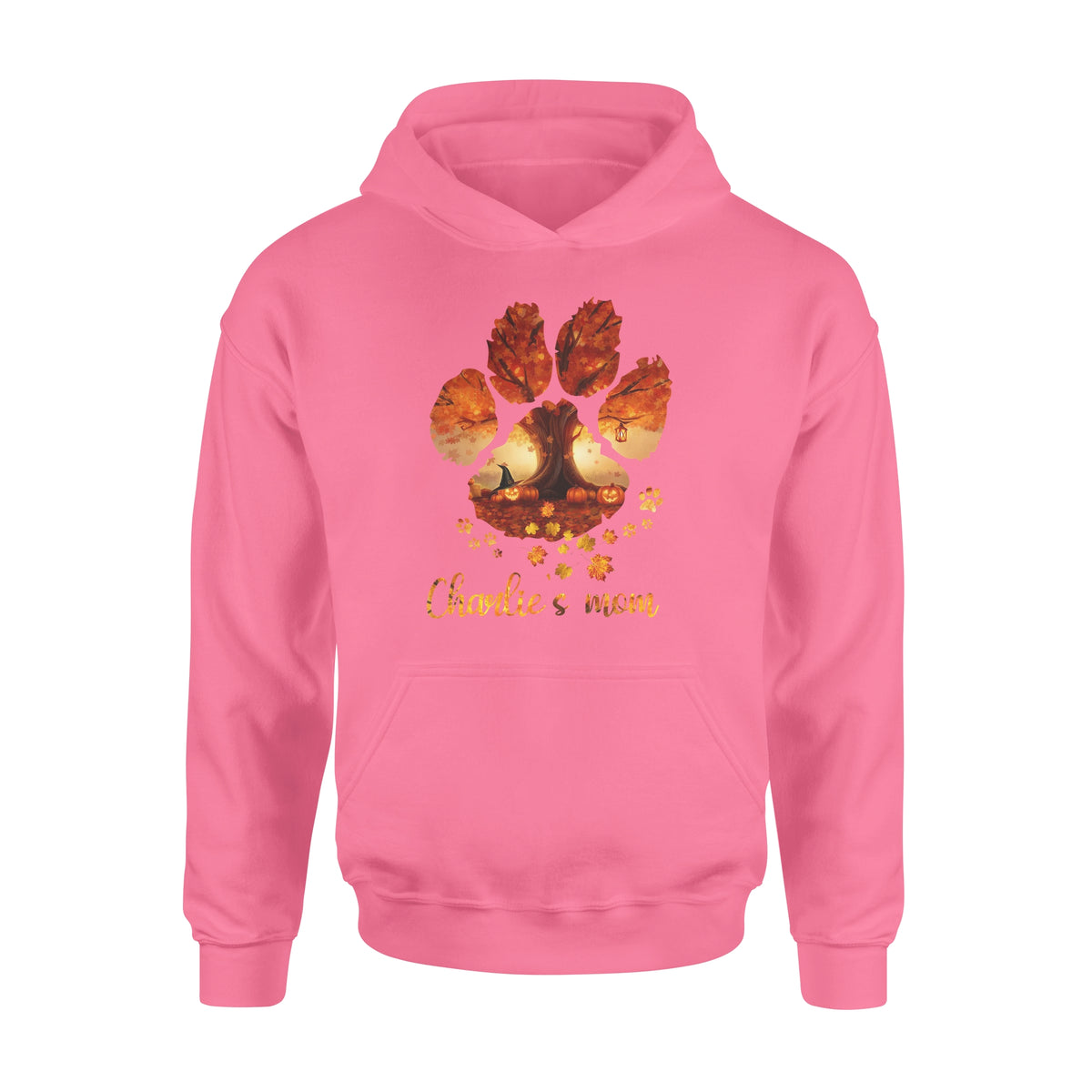 Custom dog's name dog paws mom autum halloween personalized gift - Standard Hoodie