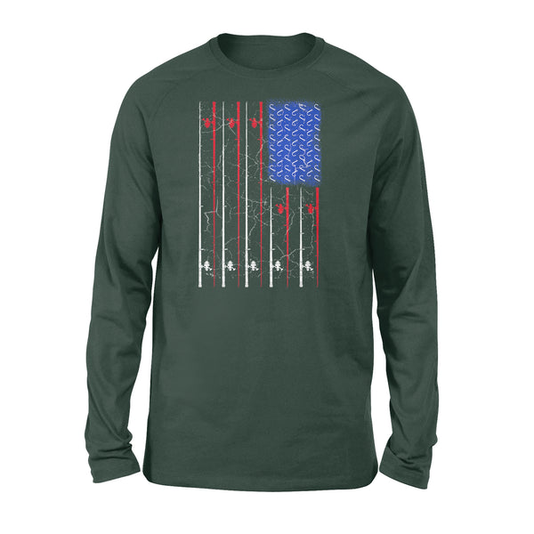 American US Flag 4th July Fishing Rod Shirt, Fisherman Gift D06 NQSD302 - Standard Long Sleeve