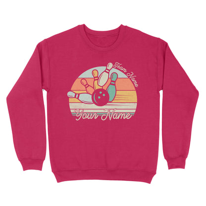 Custom Bowling Retro Shirt, Personalized Bowling Name Crew Neck Sweatshirt