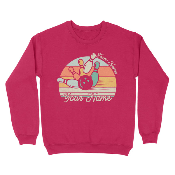 Custom Bowling Retro Shirt, Personalized Bowling Name Crew Neck Sweatshirt