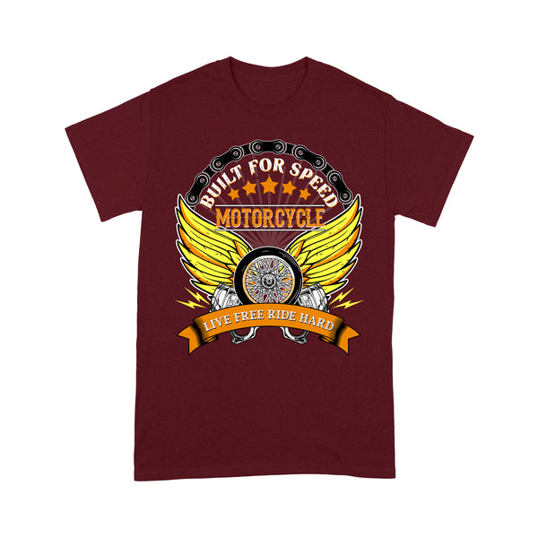 Motorcycle Men T-shirt - Live Free Ride Hard Cool Biker Shirt, Motocross Off-road Racing Tee Shirt| NMS151 A01