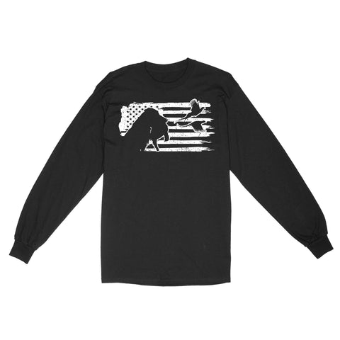 Pheasant hunting with dog American flag patriotic hunting, dog hunting pheasant shirt D01 NQS2582 Standard Long Sleeve