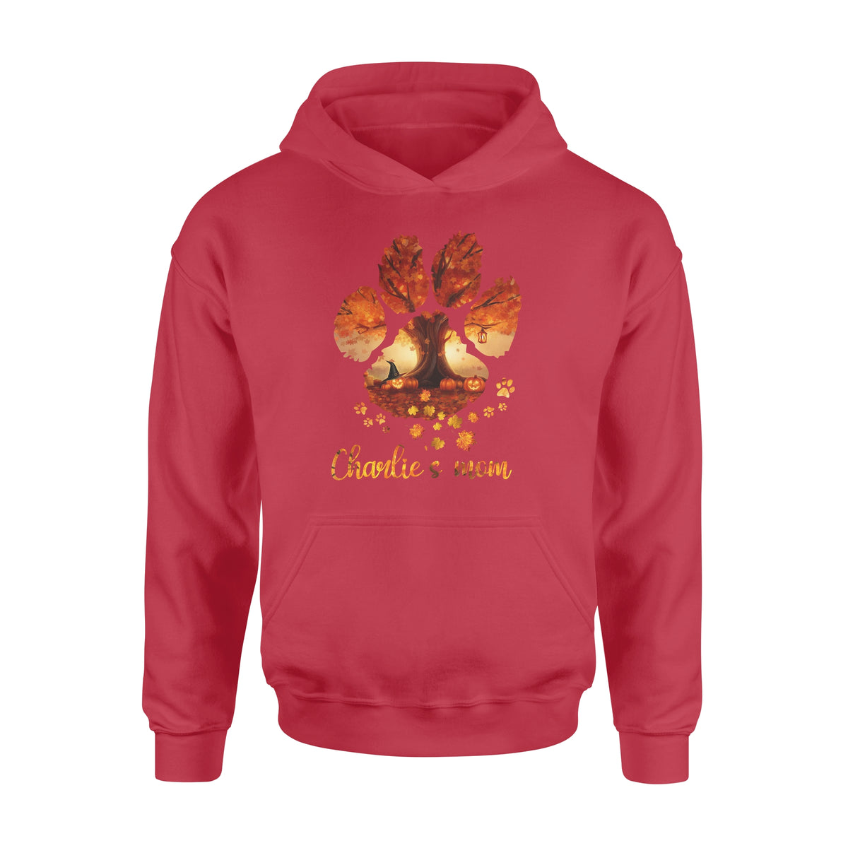 Custom dog's name dog paws mom autum halloween personalized gift - Standard Hoodie