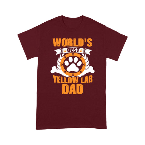 Dad Dog T-shirt for Yellow Labrador Retriever Lover - World's Best Yellow Lab Dad Graphic Tee - 2D T-shirt for Lab Dad, Dog Dad, Lab Owner - JTSD133 A02M07