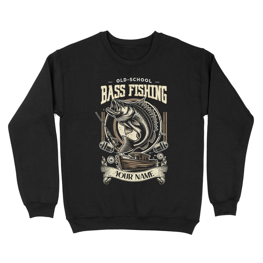 Sweatshirt - Old School Bass Fishing Personalized Fishing Shirt A58, 5XL / Navy Blue