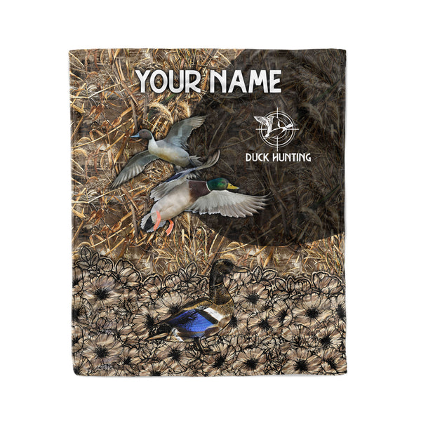 Duck hunting waterfowl camo blanke Custom name blanket gift for Adult and Kid - FSD1428D02