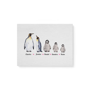 Penguin Family Custom Names Canvas, Family Canvas, Cute Family Members Canvas, Mother's day gift  - TNN81D01