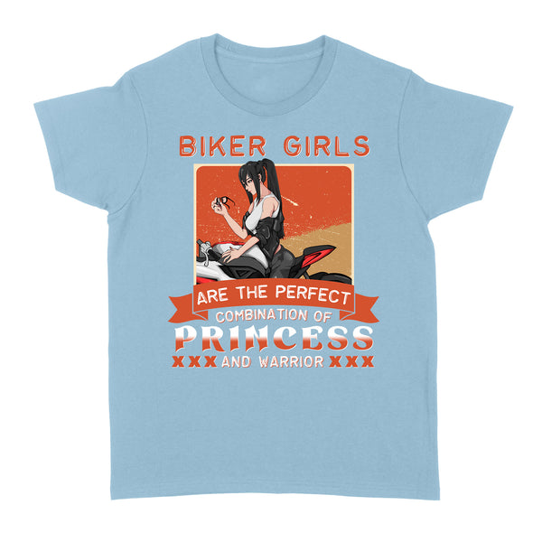 Biker Girl Combination of Princess and Warrior - Motorcycle Women T-shirt, Cool Tee for Female Rider, Cruiser| NMS30 A01