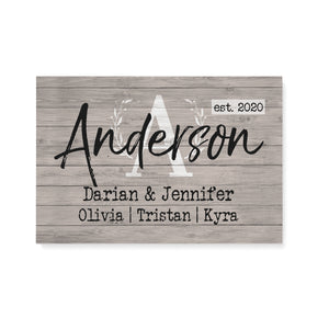 Personalized Family Last Name, family member's name, est.year matte canvas prints, Living Room decor - Great Housewarming Gift D02 NQS1251