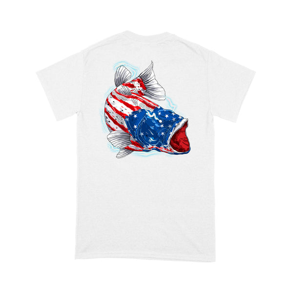 American flag angry bass fishing shirts gift for fisherman