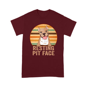 Funny Dog Lover T-shirt - Resting Pit Face 2D T-shirt - Pitbull Lover Shirt, Gift for Pitbull Owner, Dog Mom, Dog Dad, Dog Lover Tee - JTSD131 A02M01