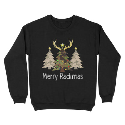Deer, Elk, Moose hunting Merry Rackmas hunting gift for men Standard Crew Neck Sweatshirt