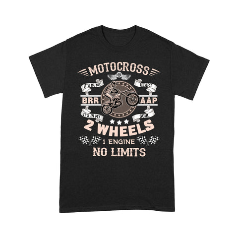 Motocross Men T-shirt - 2 Wheels 1 Engine No Limits, Cool Dirt Bike Tee, Off-road Dirt Racing Shirt for Biker| NMS192 A01