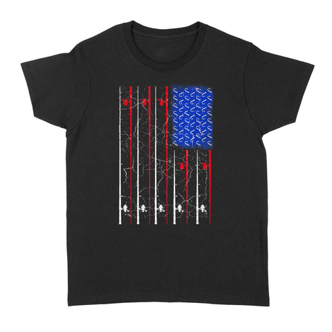 American US Flag 4th July Fishing Rod Shirt, Fisherman Gift D06 NQSD302 - Standard Women's T-shirt