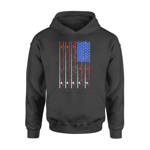 American US Flag 4th July Fishing Rod Shirt, Fisherman Gift D06 NQSD302 - Standard Hoodie