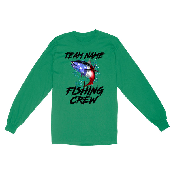 Tuna Fishing American Flag Custom Fishing Long Sleeve for Fishing team, Personalized Patriotic Fishing gifts FFS - IPHW2289