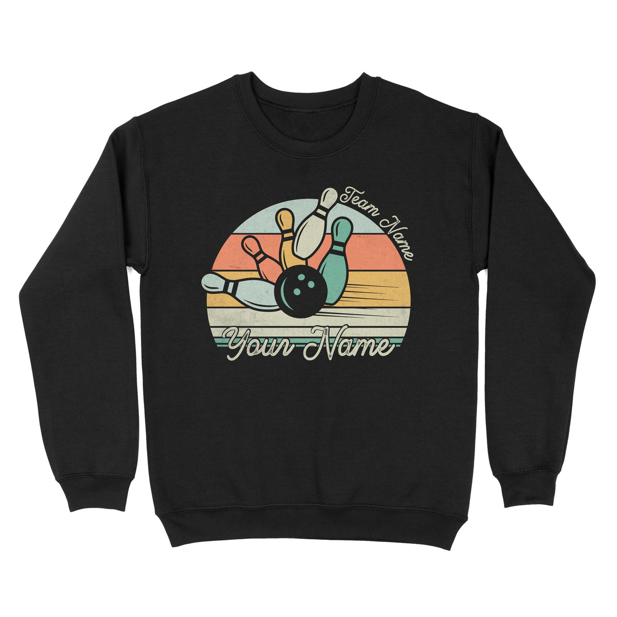 Custom Bowling Retro Shirt, Personalized Bowling Name Crew Neck Sweatshirt