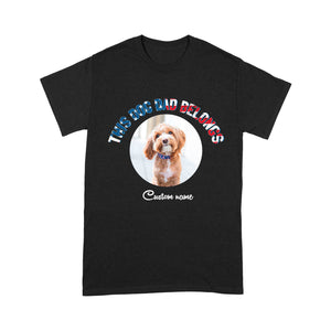 Personalized Funny Dog T-shirt for Men| American Flag Printed Shirt, Dog Dad Shirt, Dog Lover Gift| JTSD155 A02M05