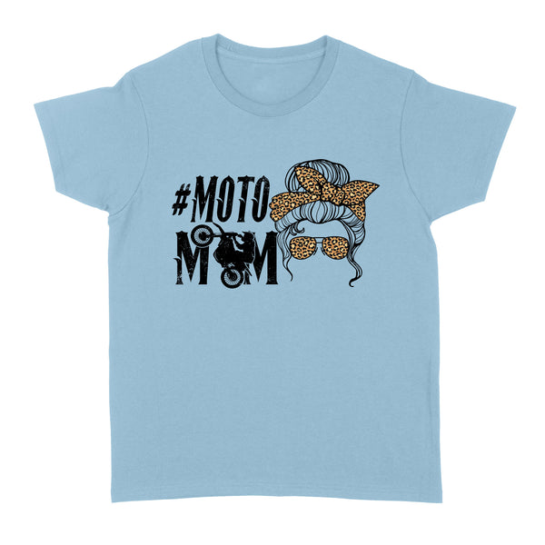 Moto Mom Women T-shirt, Cool Motorcycle Mama Mom Life Leopard Pattern Women Biker Shirt| NMS343 A01