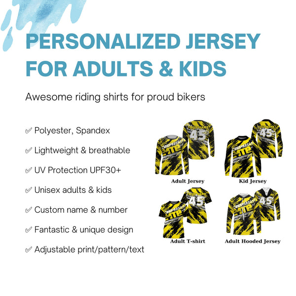 Custom MTB riding jersey UPF30+ yellow Mountain Biking shirt extreme Cycling adult&kid racewear| SLC50