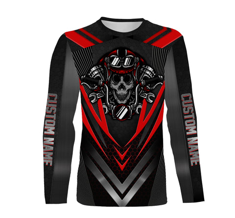 Skull Biker Riding Shirt - Personalized Jersey for Biker, Motorcycle All Over Print, Motocross Off-Road Racing| NMS172