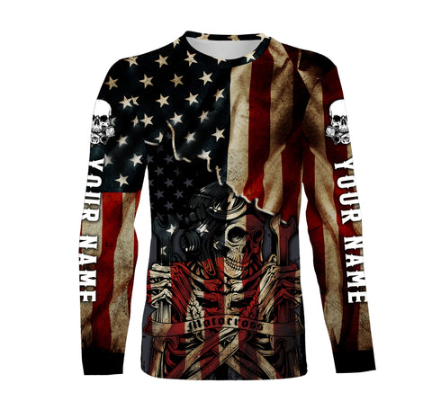 American Riding Shirt - Personalized All Over Printed Jersey, Patriotic Motorcycle Off-Road Motocross Racing| NMS170