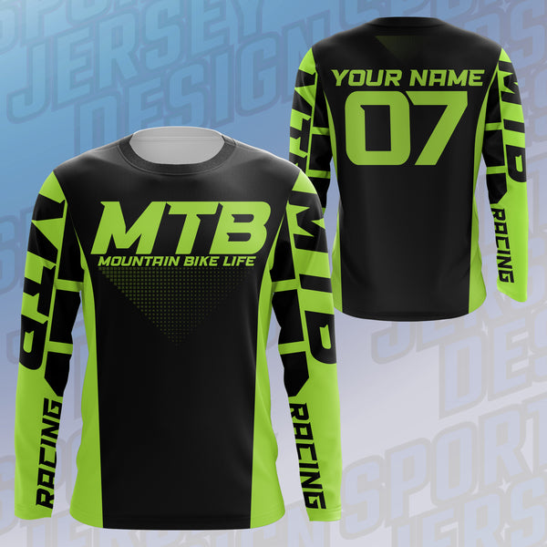 Mountain Bike Long Sleeve Jersey, Custom MTB Racing Shirt for Bike Rider, Cycling UV Protection UPF 30+ JTS493