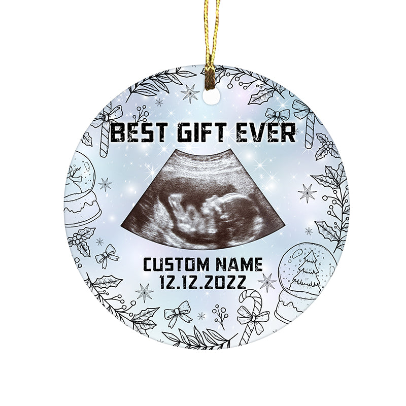 Personalized Christmas Baby Ornament| Gift for Mom, Dad from Bump, Baby Sonogram Ornament OP52