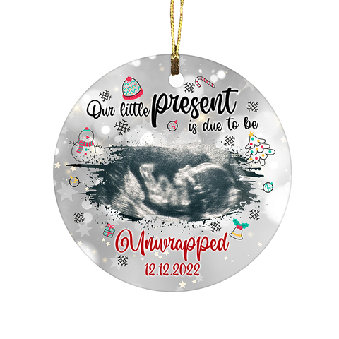 Personalized Ultrasound Ornament| Our Present Due Ornament Christmas Gifts for Dad to Be Mom to Be OP50