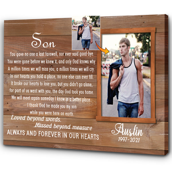 Loss of Son Gift Memorial Personalized Picture Canvas| Sympathy Gift| Son Remembrance| Memorial Custom Gift| Bereavement Condolence Keepsake Grieving Gift| T71