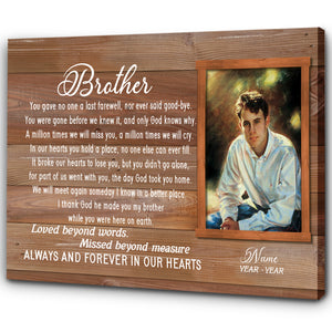 Loss of Brother Gift Memorial Personalized Picture Canvas| Sympathy Gift| Son Remembrance| Brother Memorial Custom Gift| Bereavement Condolence Keepsake Grieving Gift| T72