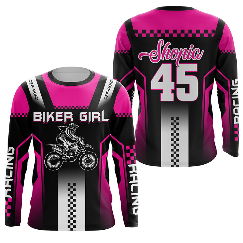 Extreme pink Motocross jersey girl UPF30+ motorcycle off-road kid