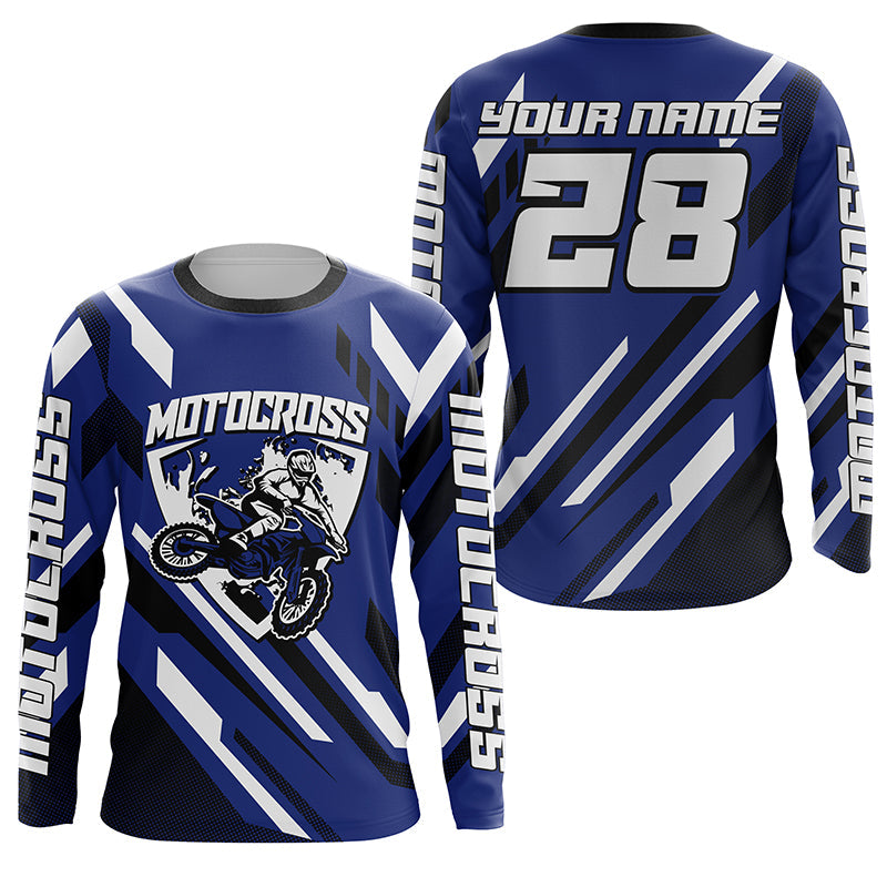 Extreme personalized dirt bike riding jersey adult&kid blue motocross UPF30+ motorcycle shirt PDT237