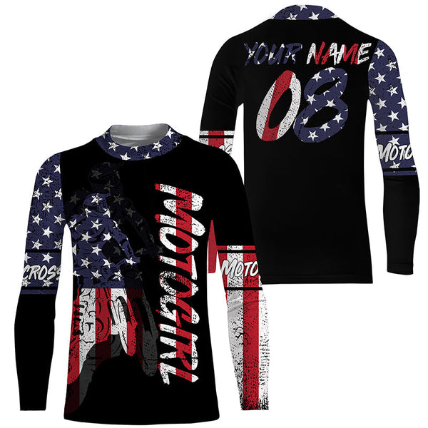 MotoGirl Personalized Jersey UPF30+ Patriotic Motocross Girl Dirt Bike Riding Shirt Women Bikers NMS1148