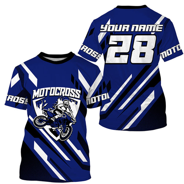 Extreme personalized dirt bike riding jersey adult&kid blue motocross UPF30+ motorcycle shirt PDT237