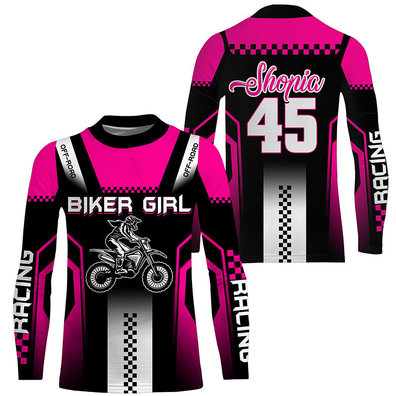 Extreme pink Motocross jersey girl UPF30+ motorcycle off