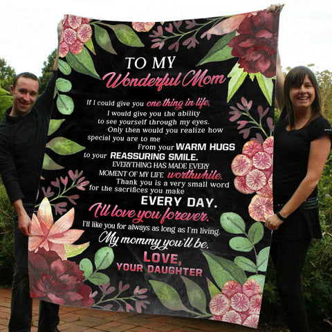 Personalized Blanket To My Wonderful Mom| Floral Blanket for Mom| Thoughtful Gift for Mom from Daughter on Mother's Day Christmas Birthday| Mom Blanket Mother Blanket| JB15